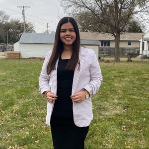 White & brown blazer